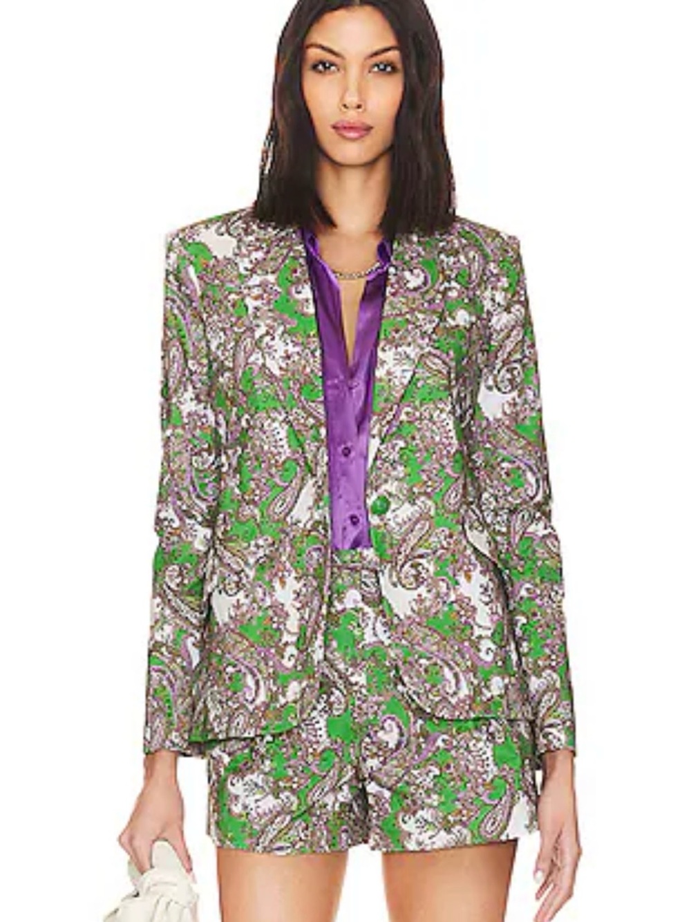 L’AGENCE Chamberlain Blazer — Green Multi Small Paisley — Size 2